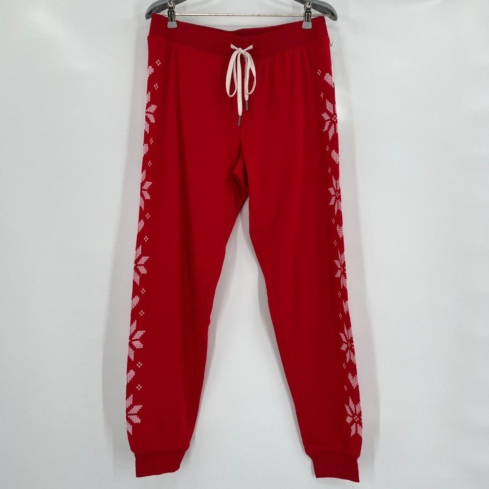 PJ Salvage Frosted Fair Isle Lounge Joggers Pajama Pants sz M Red RAFFP3 NWT